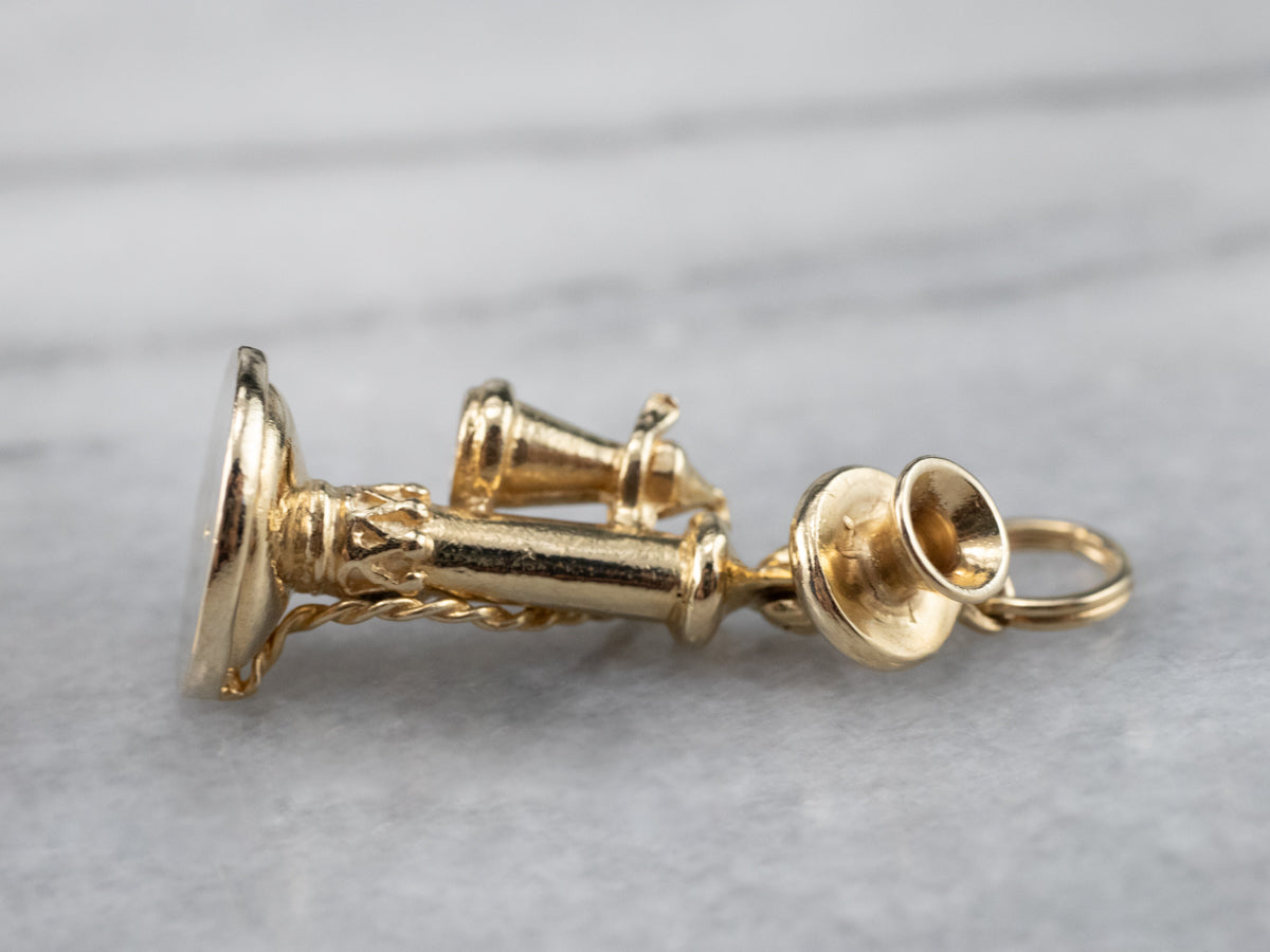 Gold Old Fashioned Phone Charm