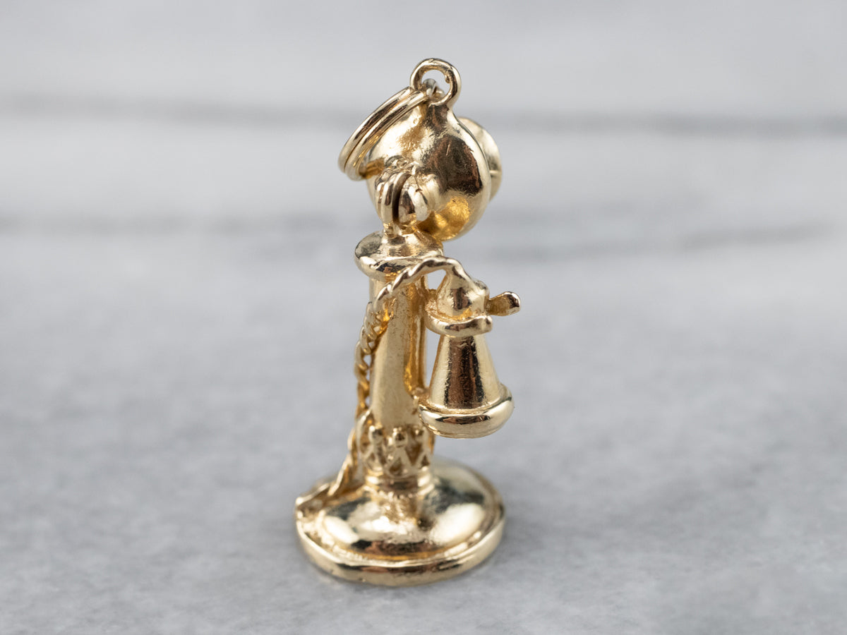 Gold Old Fashioned Phone Charm