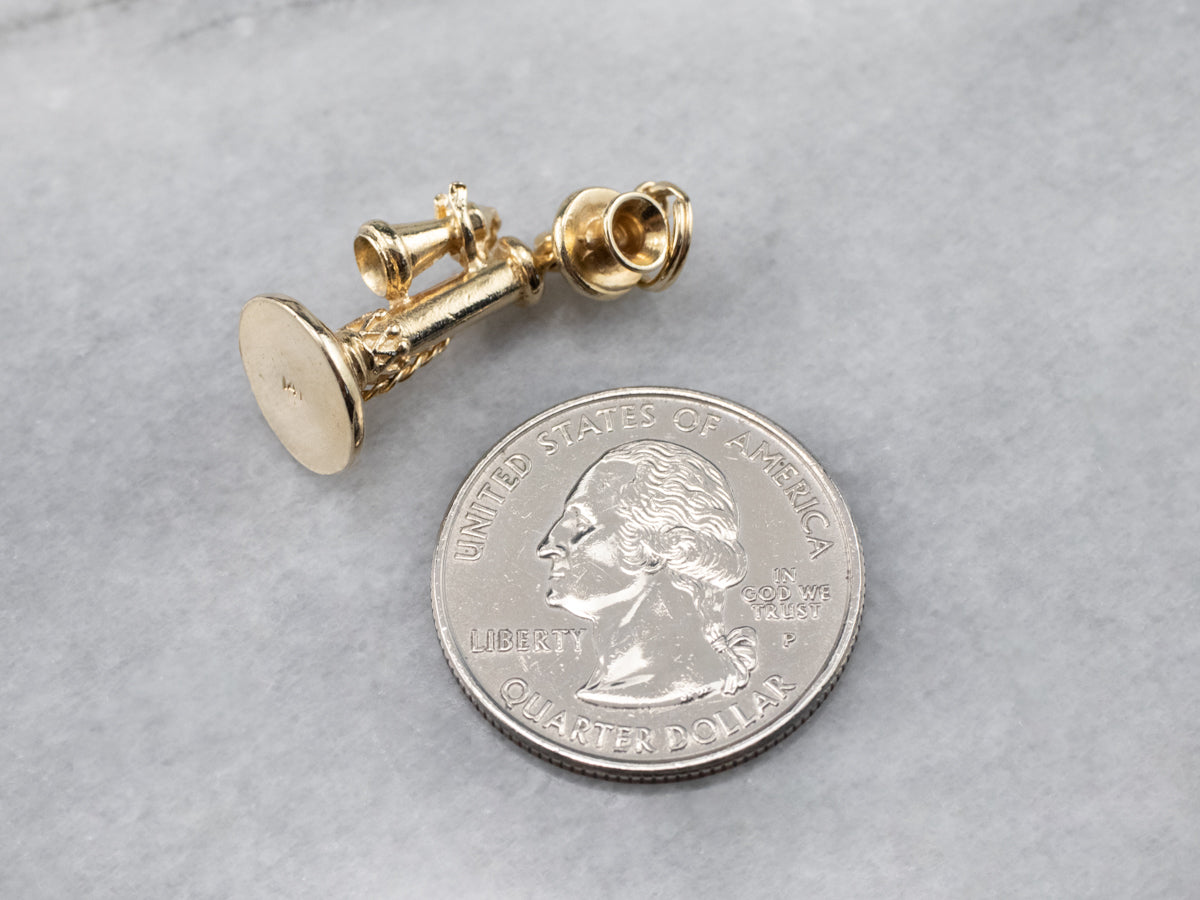 Gold Old Fashioned Phone Charm