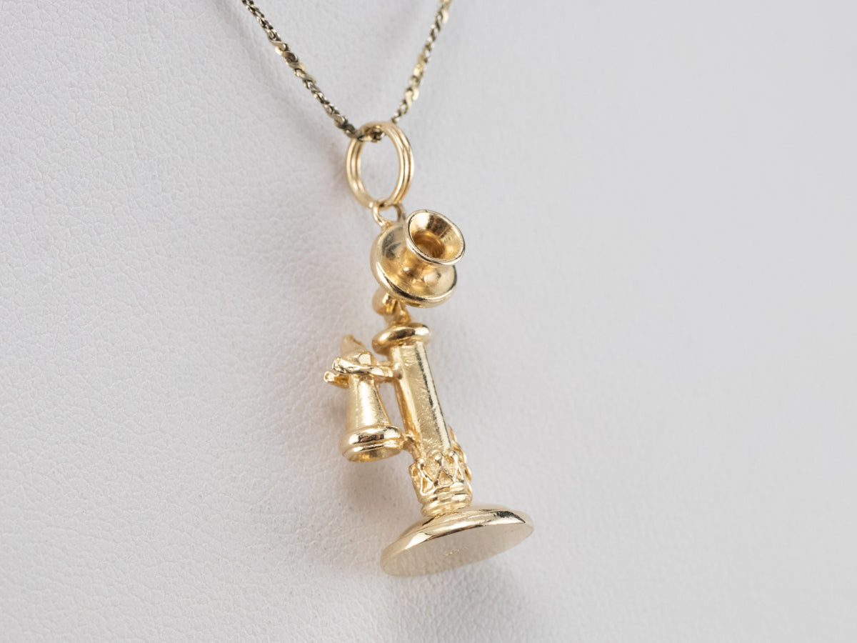 Gold Old Fashioned Phone Charm