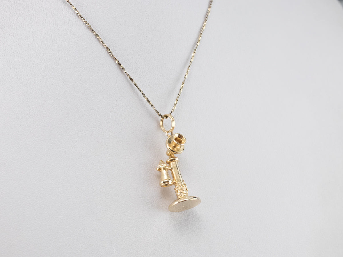 Gold Old Fashioned Phone Charm
