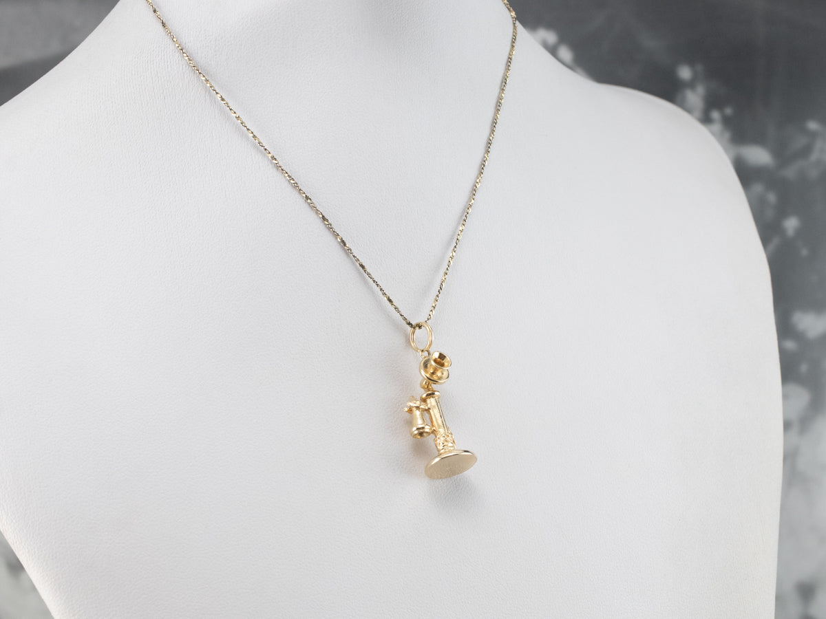 Gold Old Fashioned Phone Charm