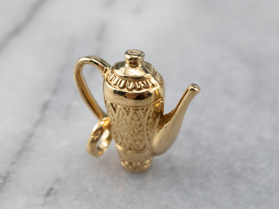 Ornate 18K Gold Teapot Charm