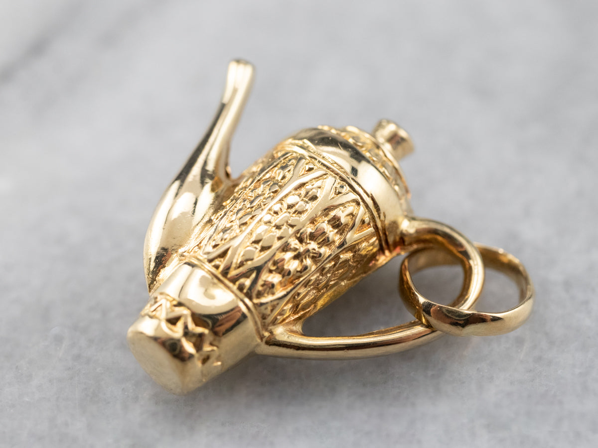 Ornate 18K Gold Teapot Charm