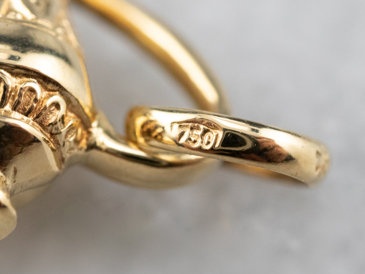 Ornate 18K Gold Teapot Charm