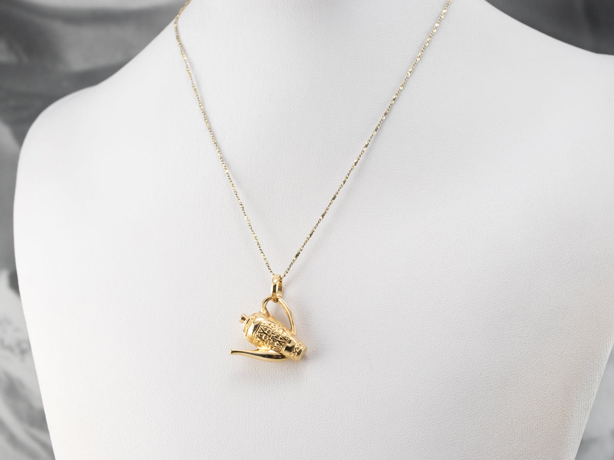 Ornate 18K Gold Teapot Charm