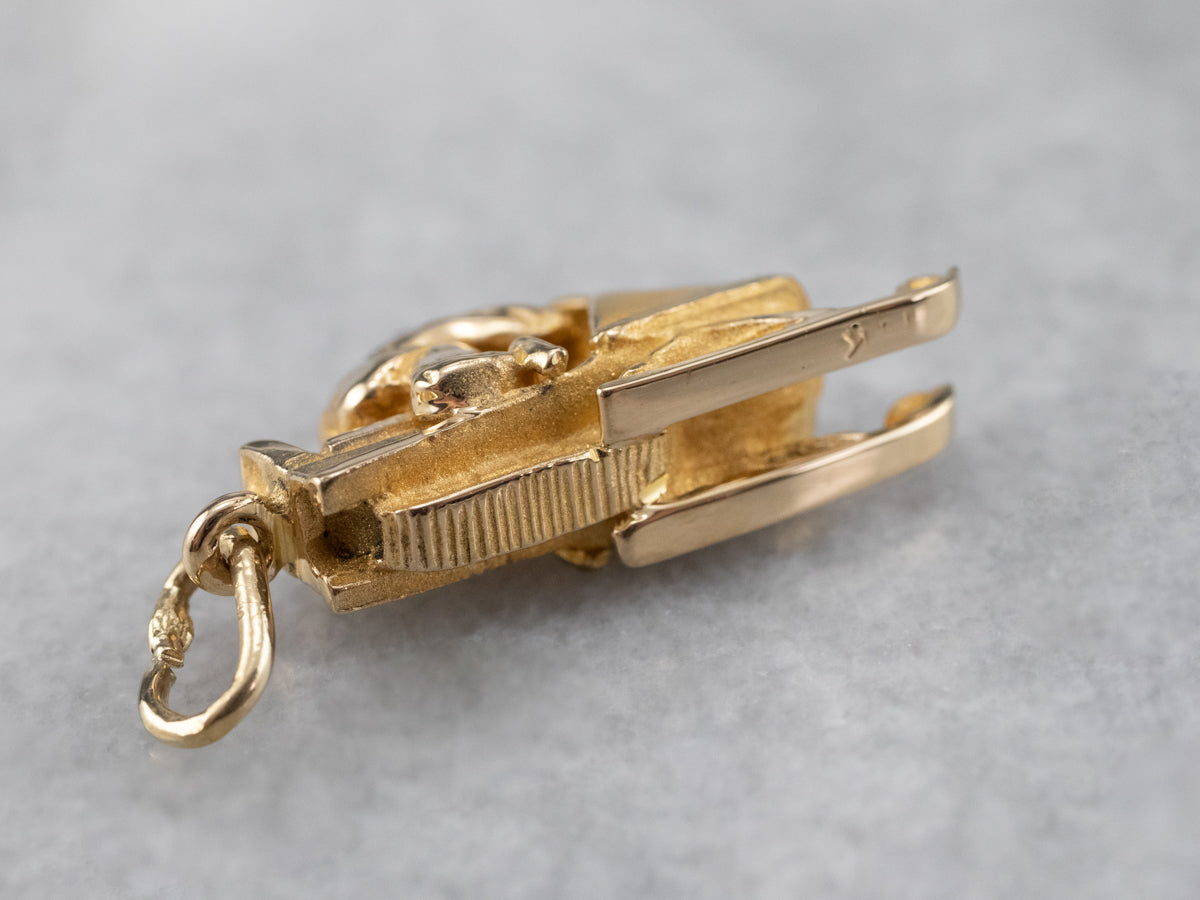 Vintage Gold Snowmobile Charm