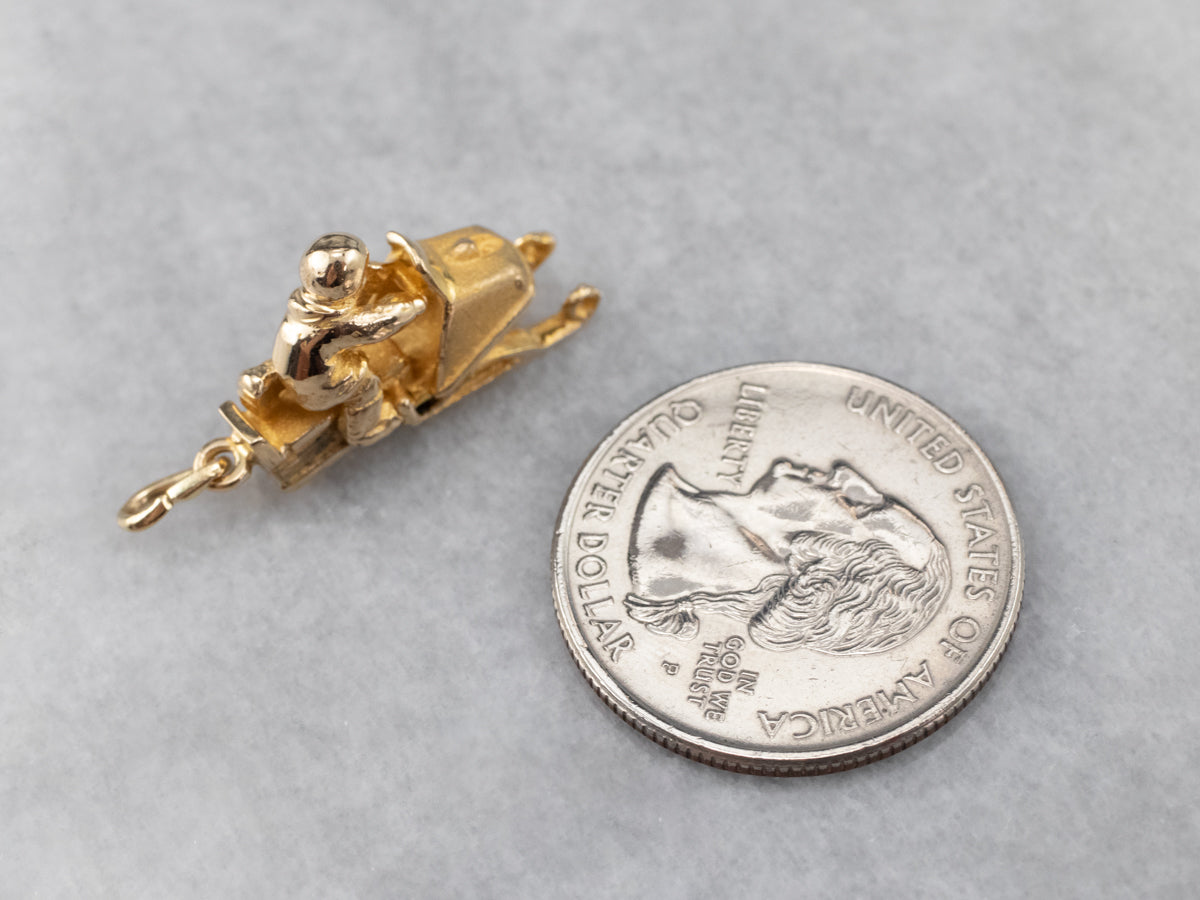 Vintage Gold Snowmobile Charm