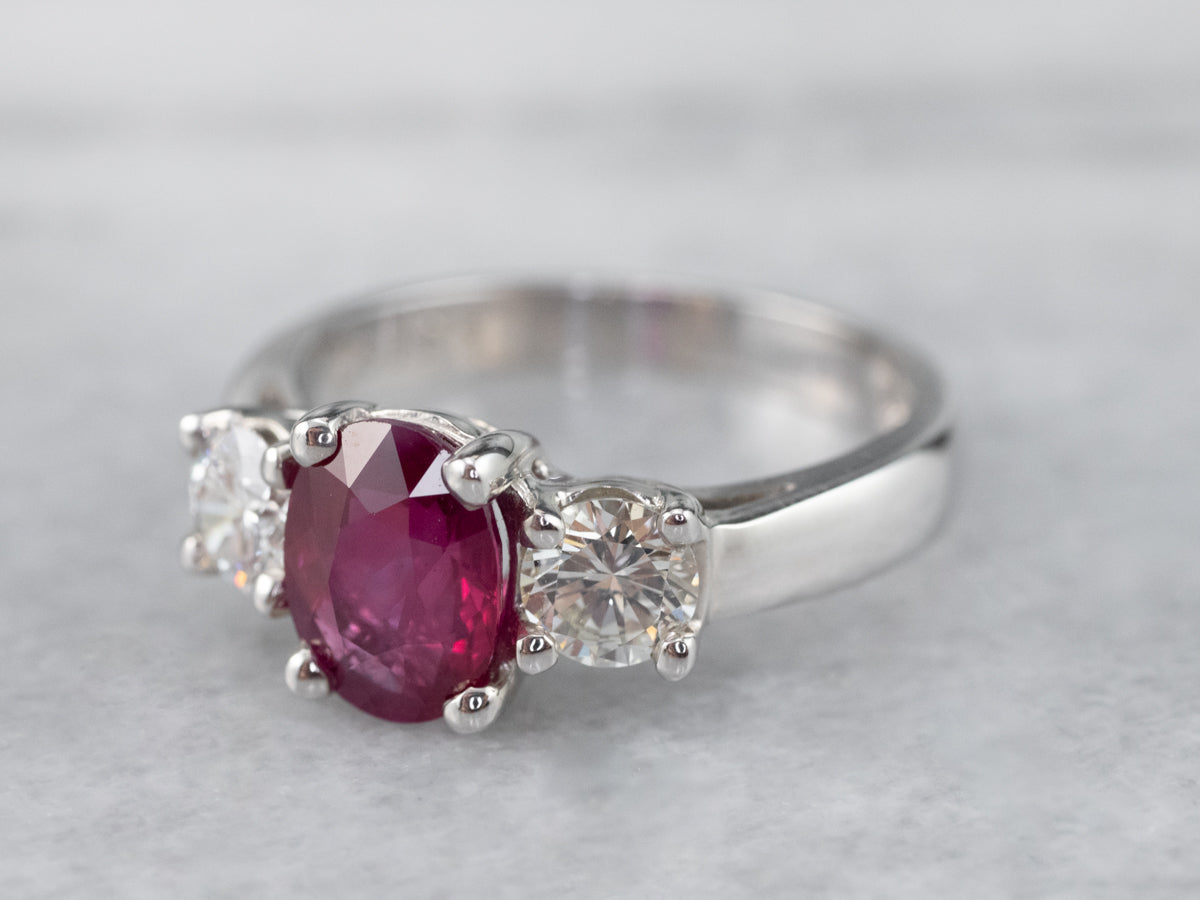 Modern Ruby and Diamond Ring