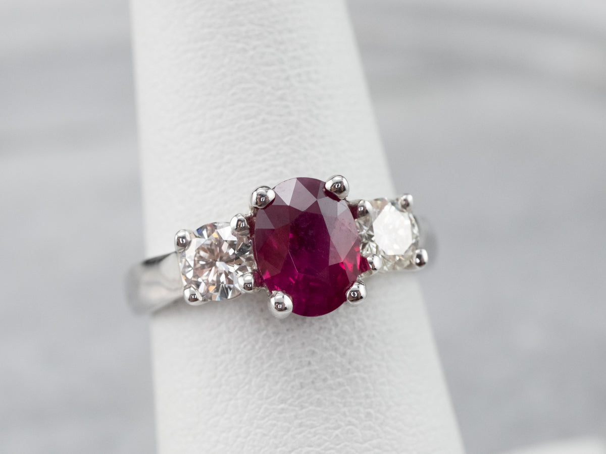Modern Ruby and Diamond Ring