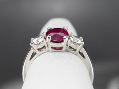 Modern Ruby and Diamond Ring