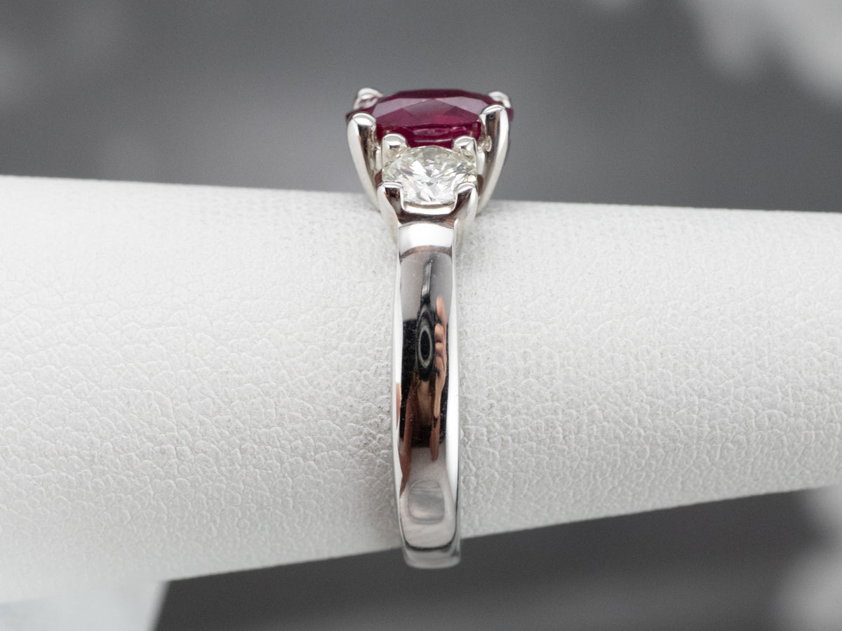 Modern Ruby and Diamond Ring