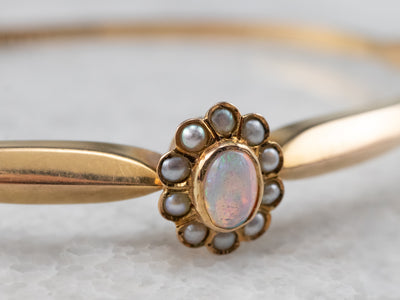 Antique Opal and Seed Pearl Halo Bracelet