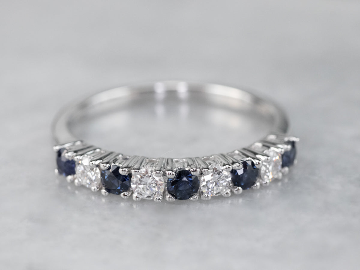 White Gold Sapphire and Diamond Band