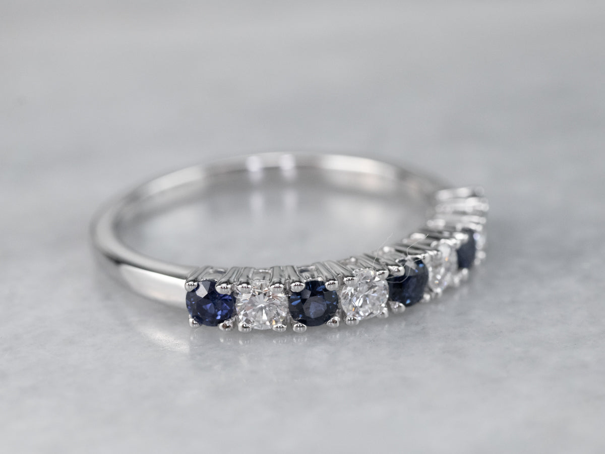 White Gold Sapphire and Diamond Band