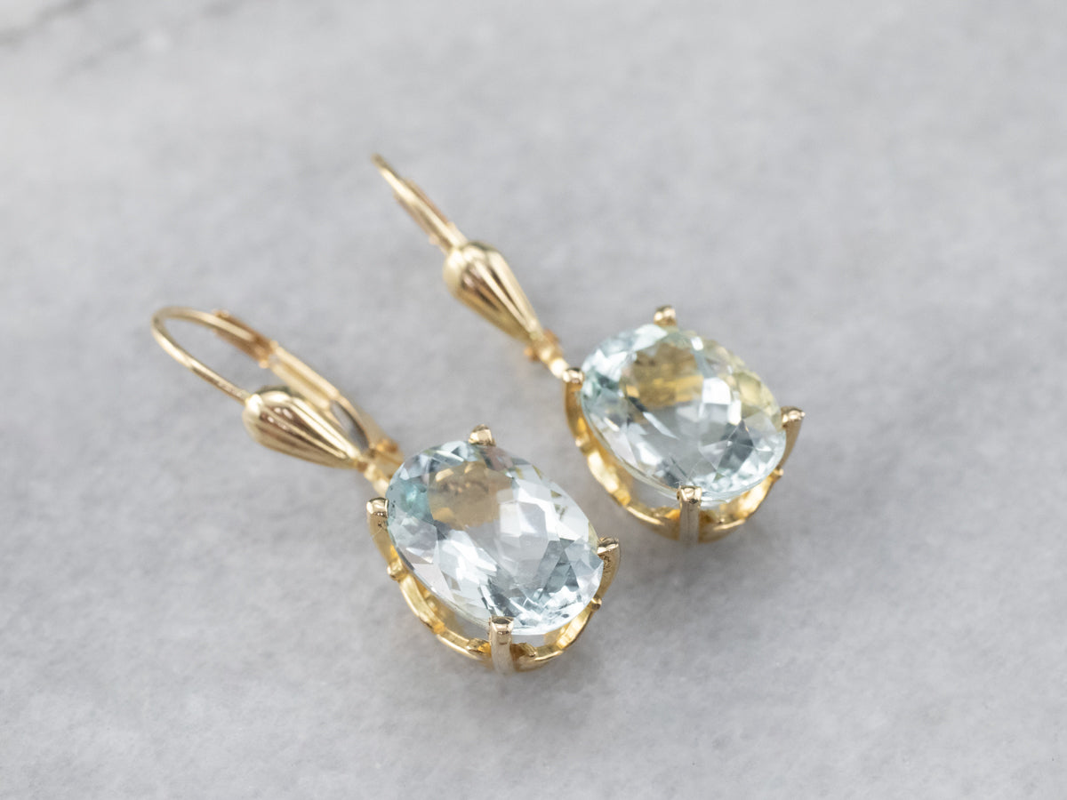 Gold Aquamarine Drop Earrings
