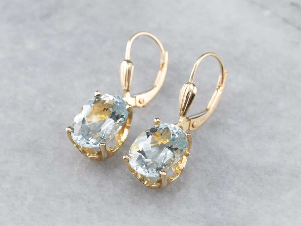 Gold Aquamarine Drop Earrings