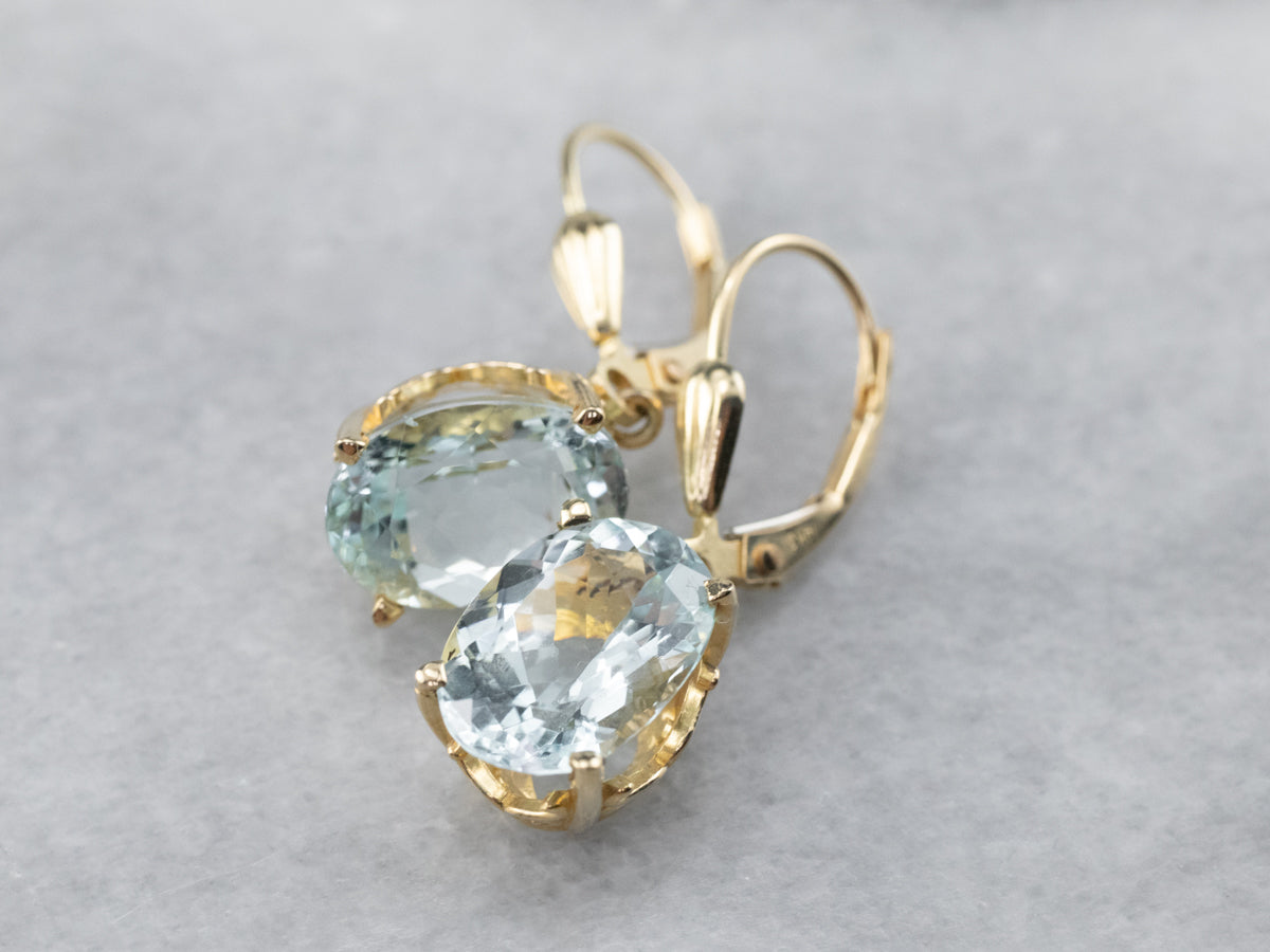 Gold Aquamarine Drop Earrings