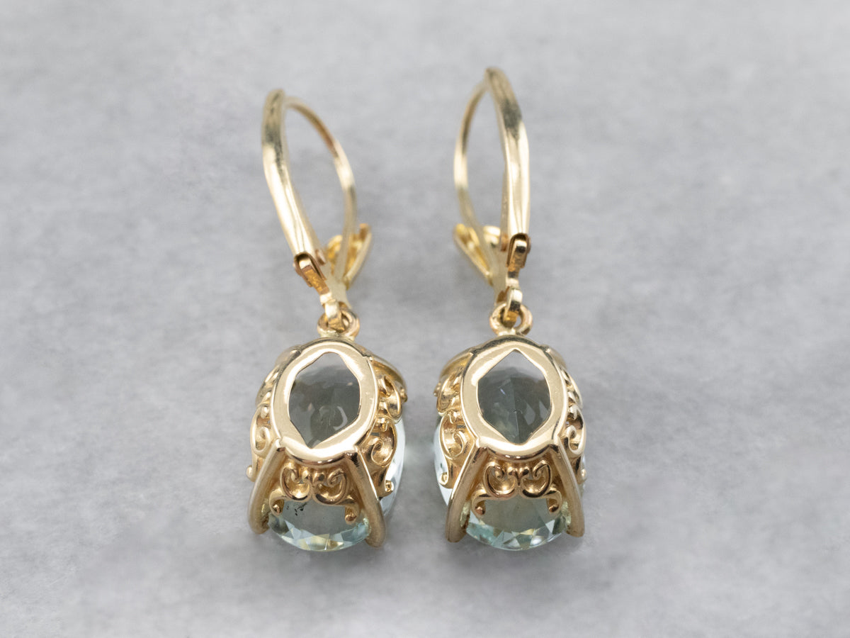 Gold Aquamarine Drop Earrings