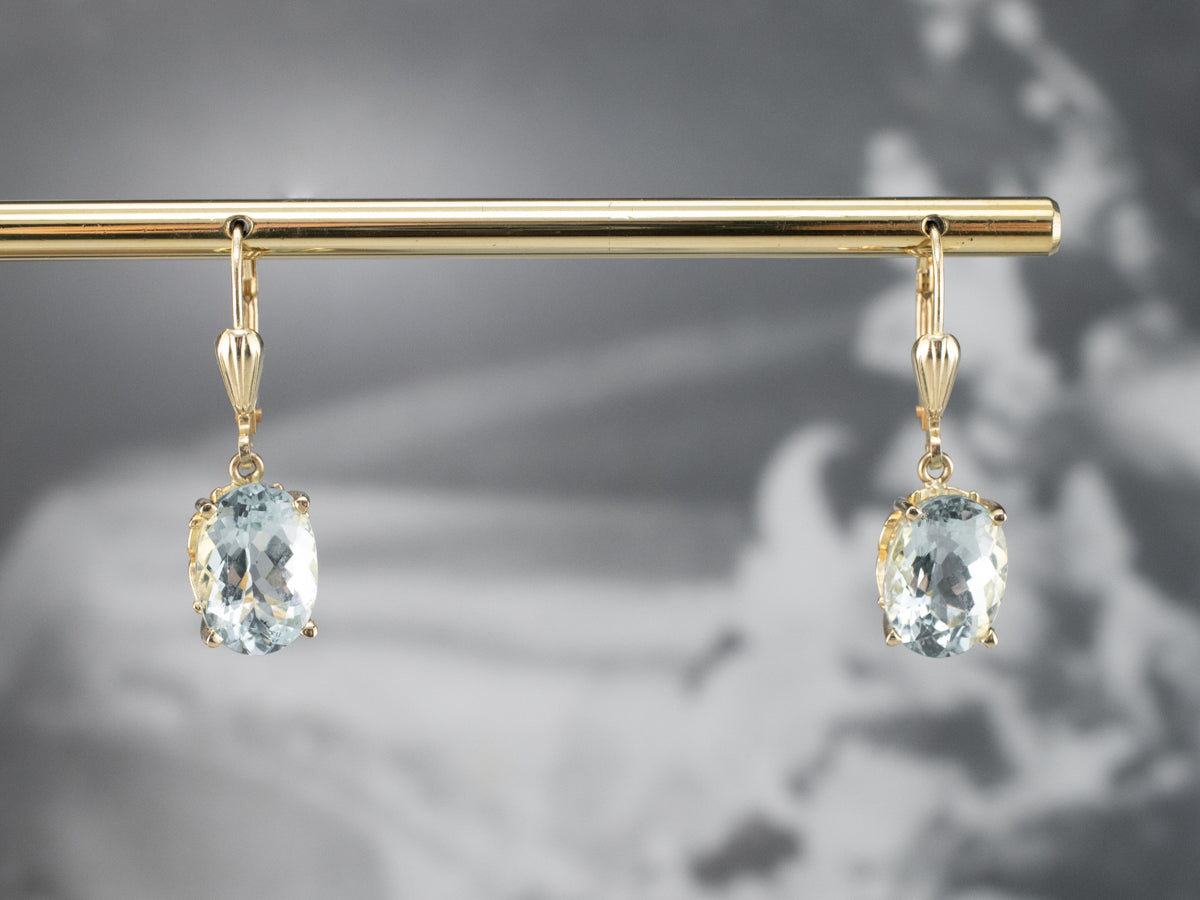 Gold Aquamarine Drop Earrings