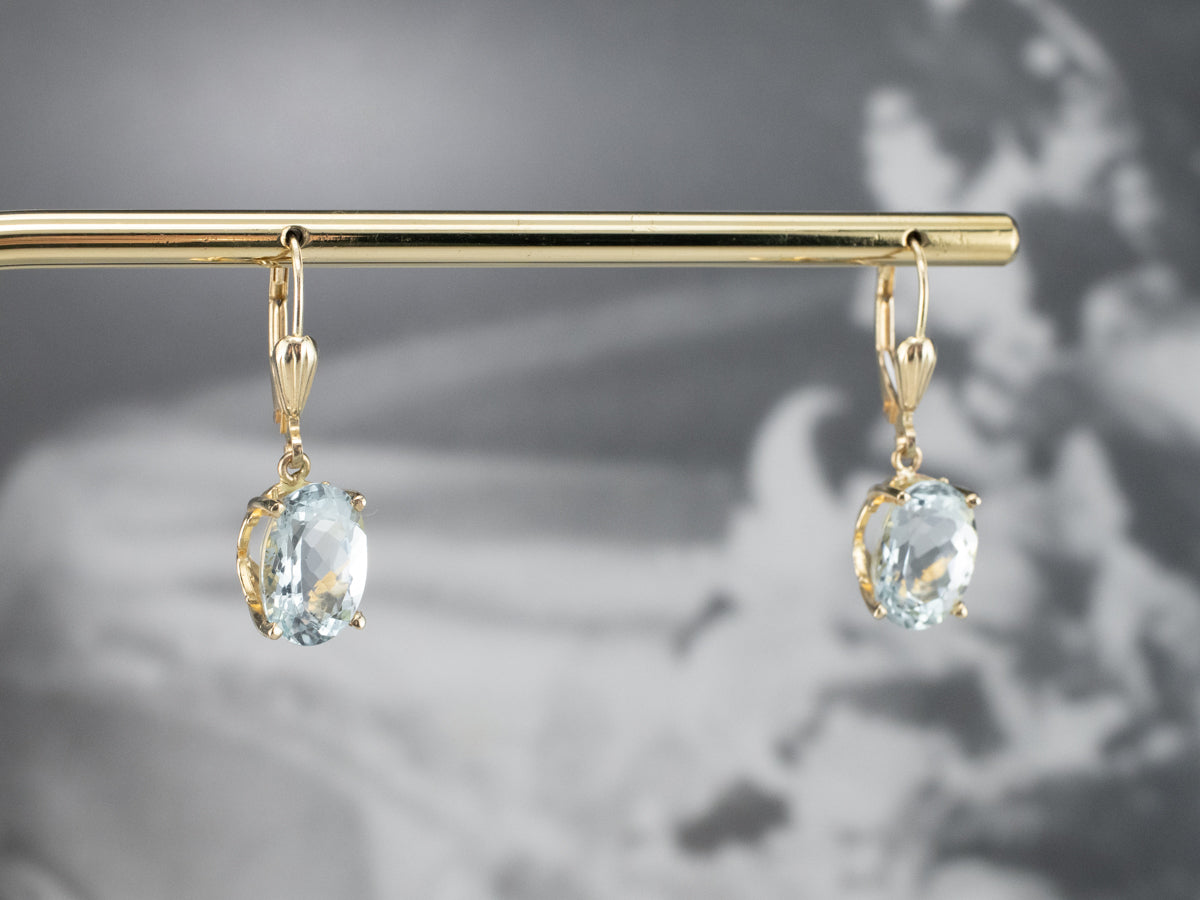 Gold Aquamarine Drop Earrings