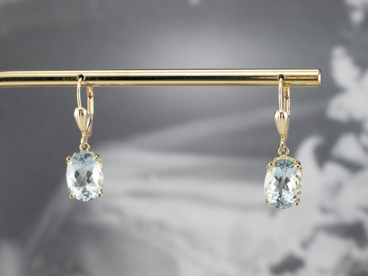 Gold Aquamarine Drop Earrings
