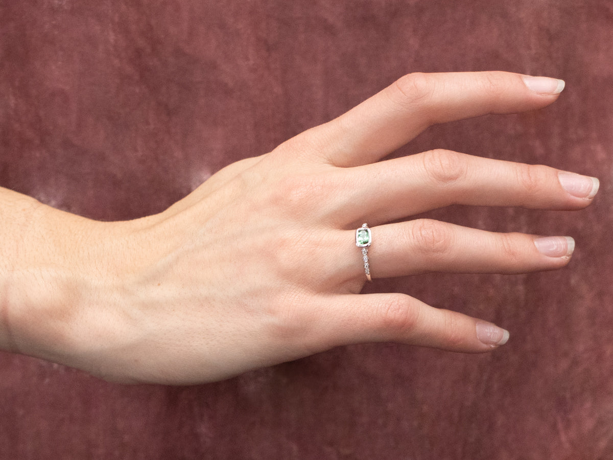 Sweet Green Tourmaline and Diamond Ring