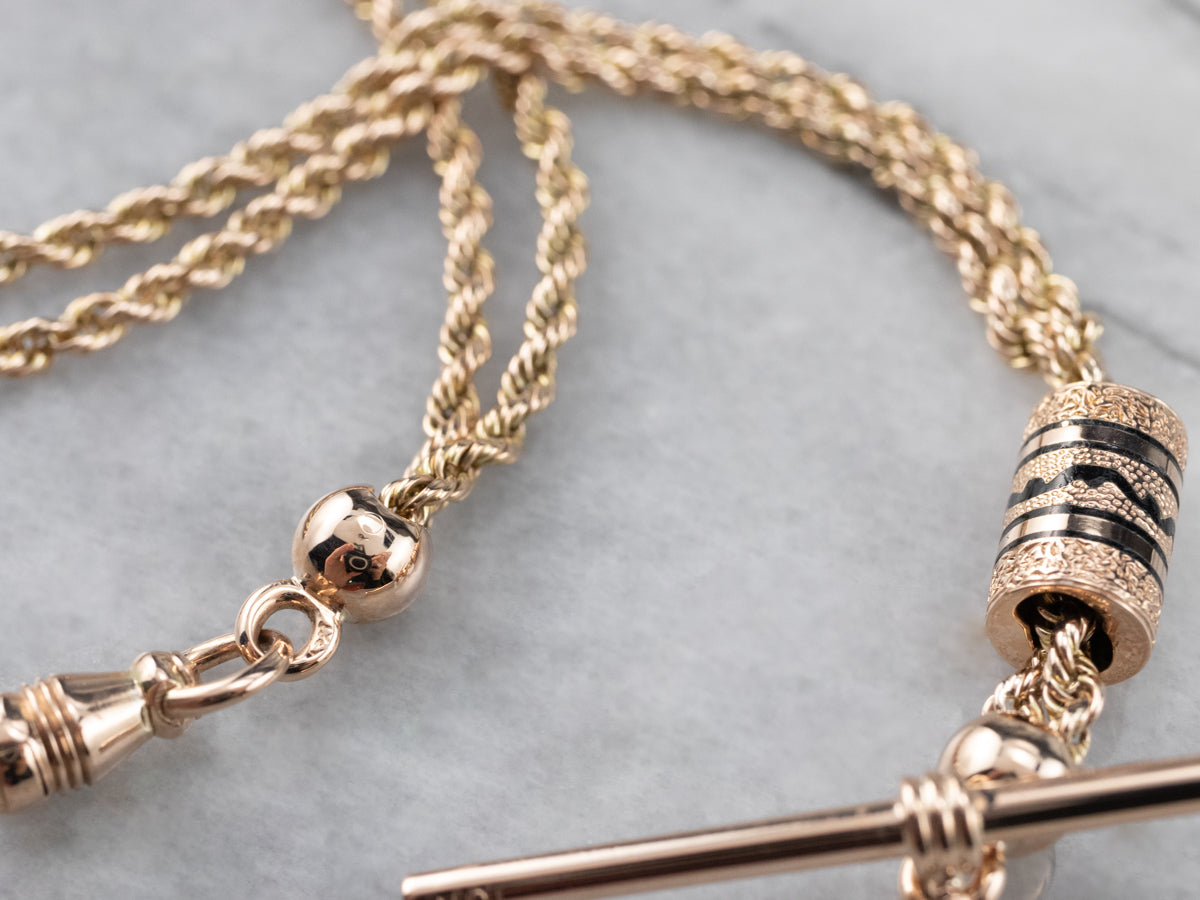 Antique Enamel Gold Pocket Watch Chain