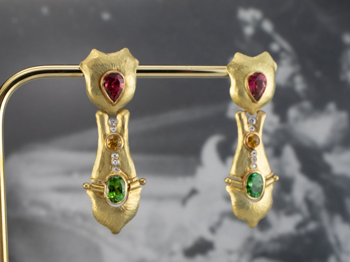 Hrach Chekijian Tourmaline Gold Drop Earrings