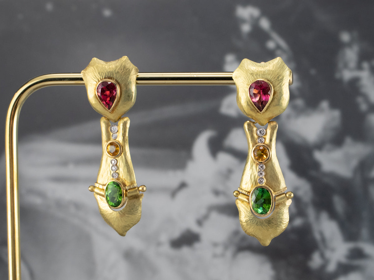 Hrach Chekijian Tourmaline Gold Drop Earrings