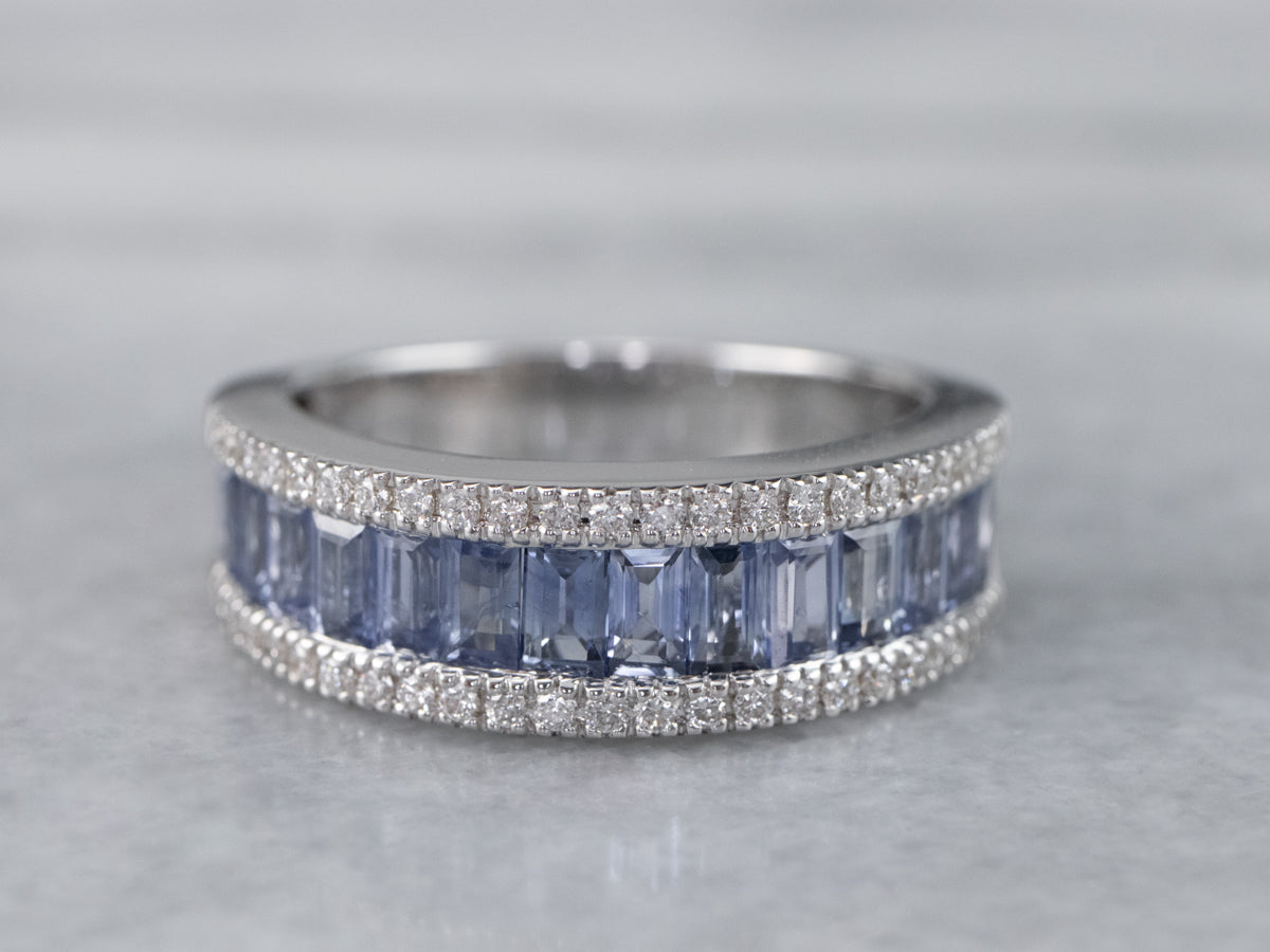 Sapphire Diamond White Gold Band