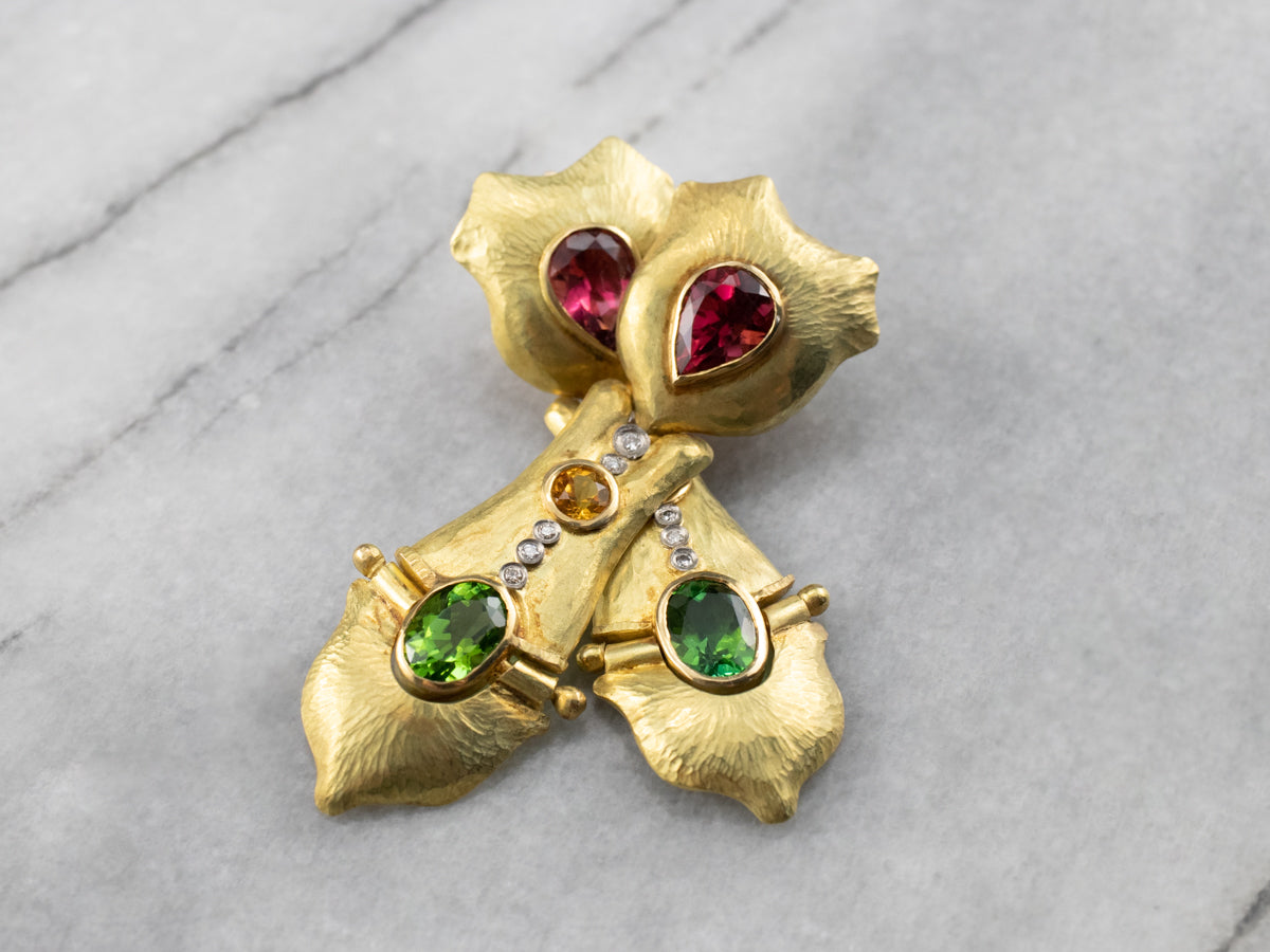 Hrach Chekijian Tourmaline Gold Drop Earrings