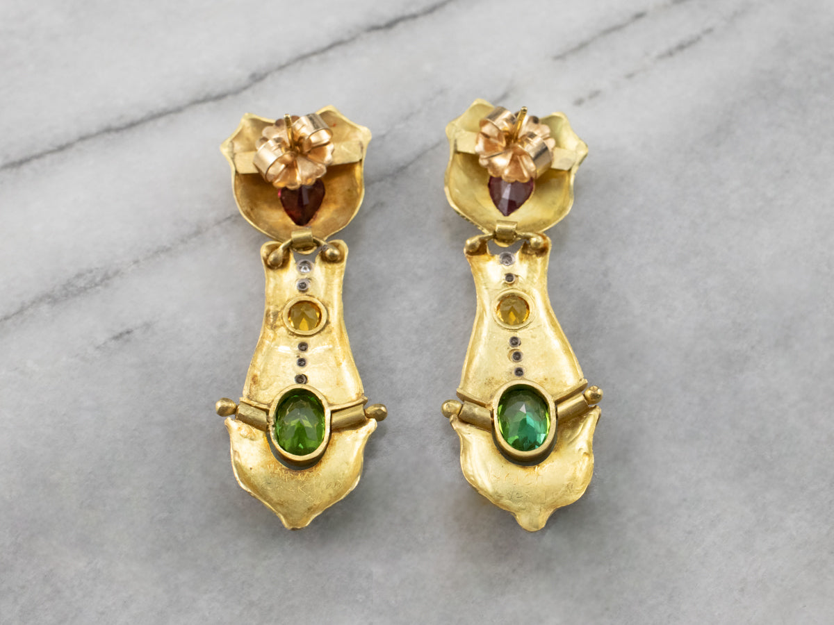 Hrach Chekijian Tourmaline Gold Drop Earrings