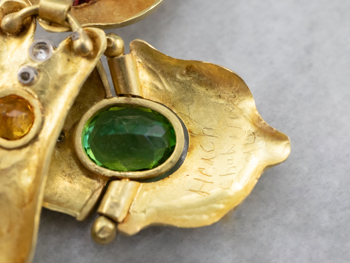 Hrach Chekijian Tourmaline Gold Drop Earrings