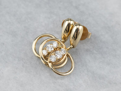 Diamond Interlocking Gold Drop Earrings