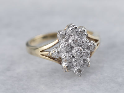 Diamond Cluster Two Tone Gold Ring