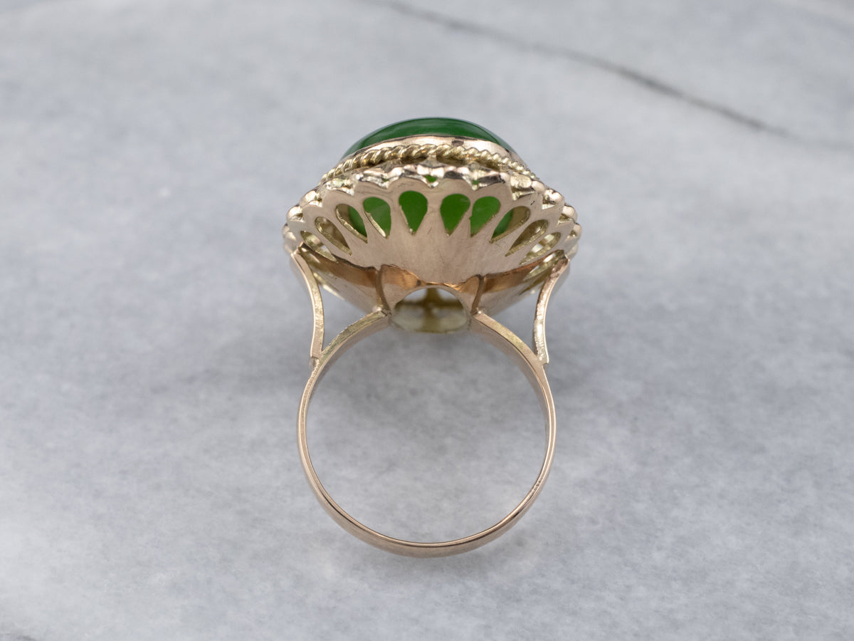 Jade Gold Filigree Statement Ring