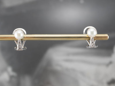 Pearl and Diamond Clip-On Earrings