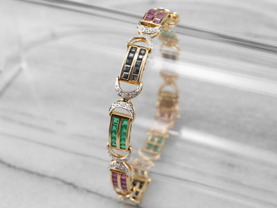 Emerald Ruby Sapphire and Diamond Bracelet