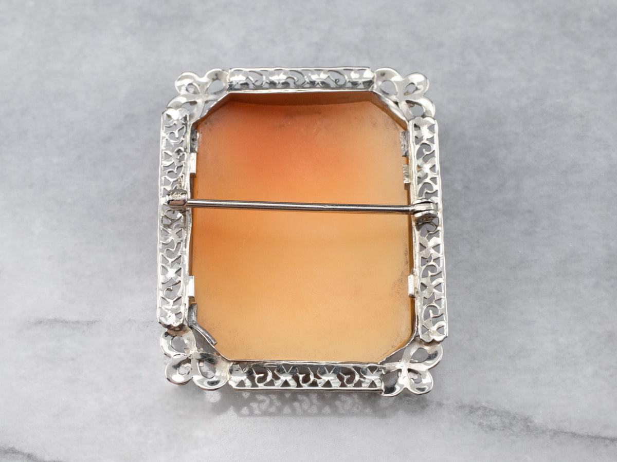 Beautiful Large Floral Cameo Brooch