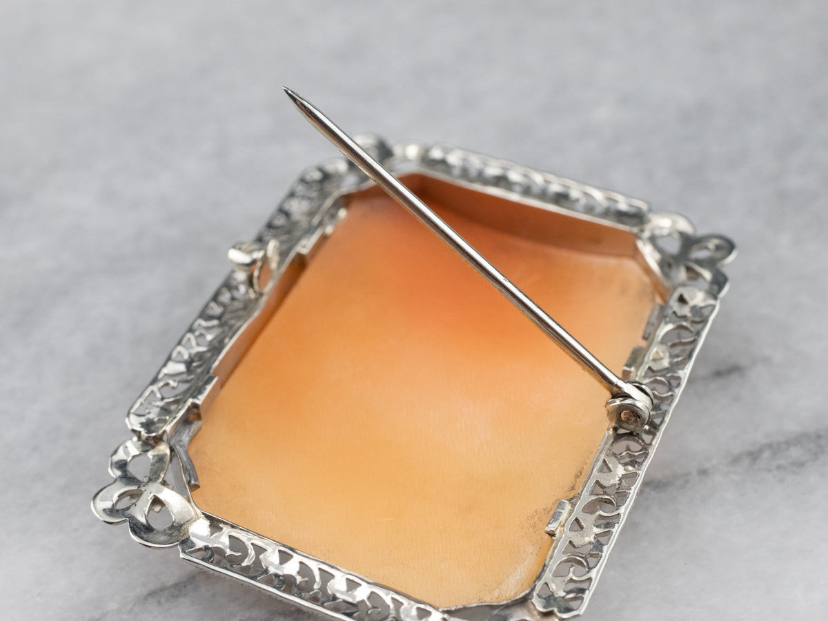 Beautiful Large Floral Cameo Brooch