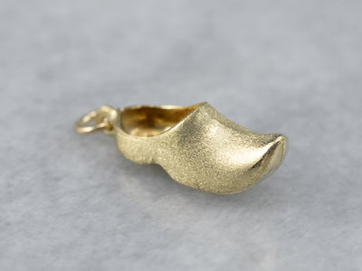 Vintage Gold Clog Charm Pendant