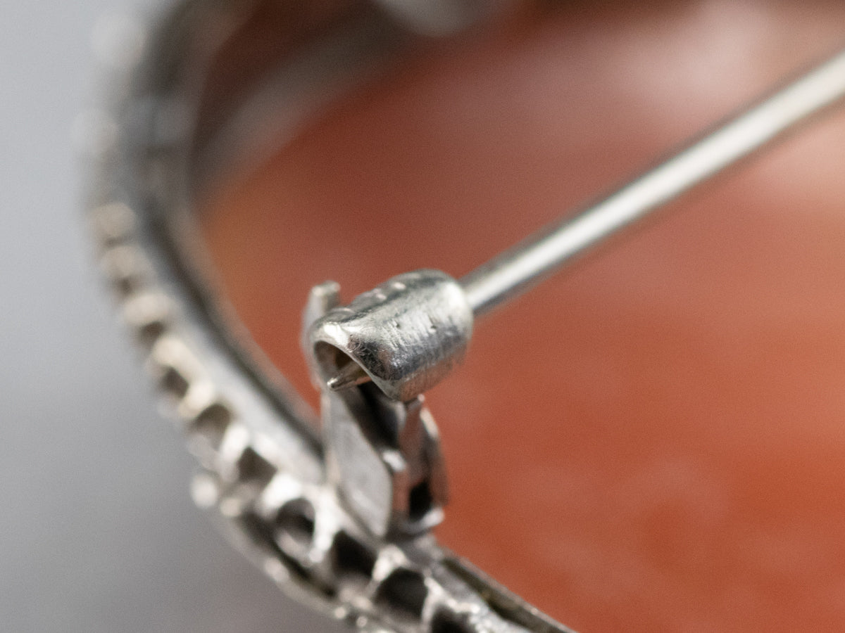 Art Deco Cameo White Gold Brooch Pendant