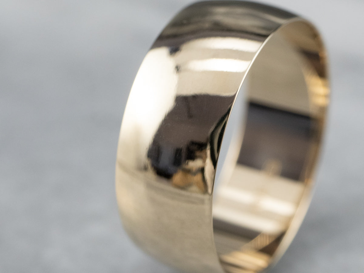 Wide Plain Gold Wedding Band