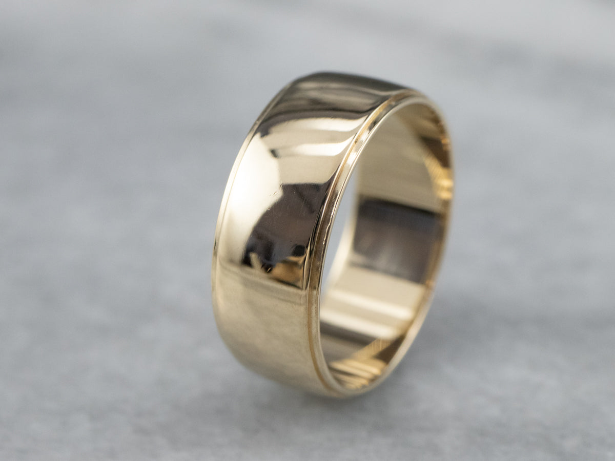 Wide 14K Gold Plain Wedding Band