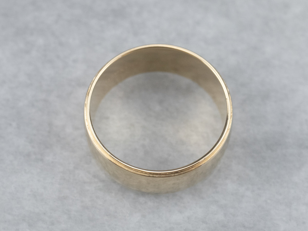 Wide 14K Gold Plain Wedding Band