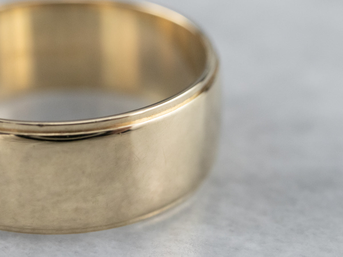 Wide 14K Gold Plain Wedding Band
