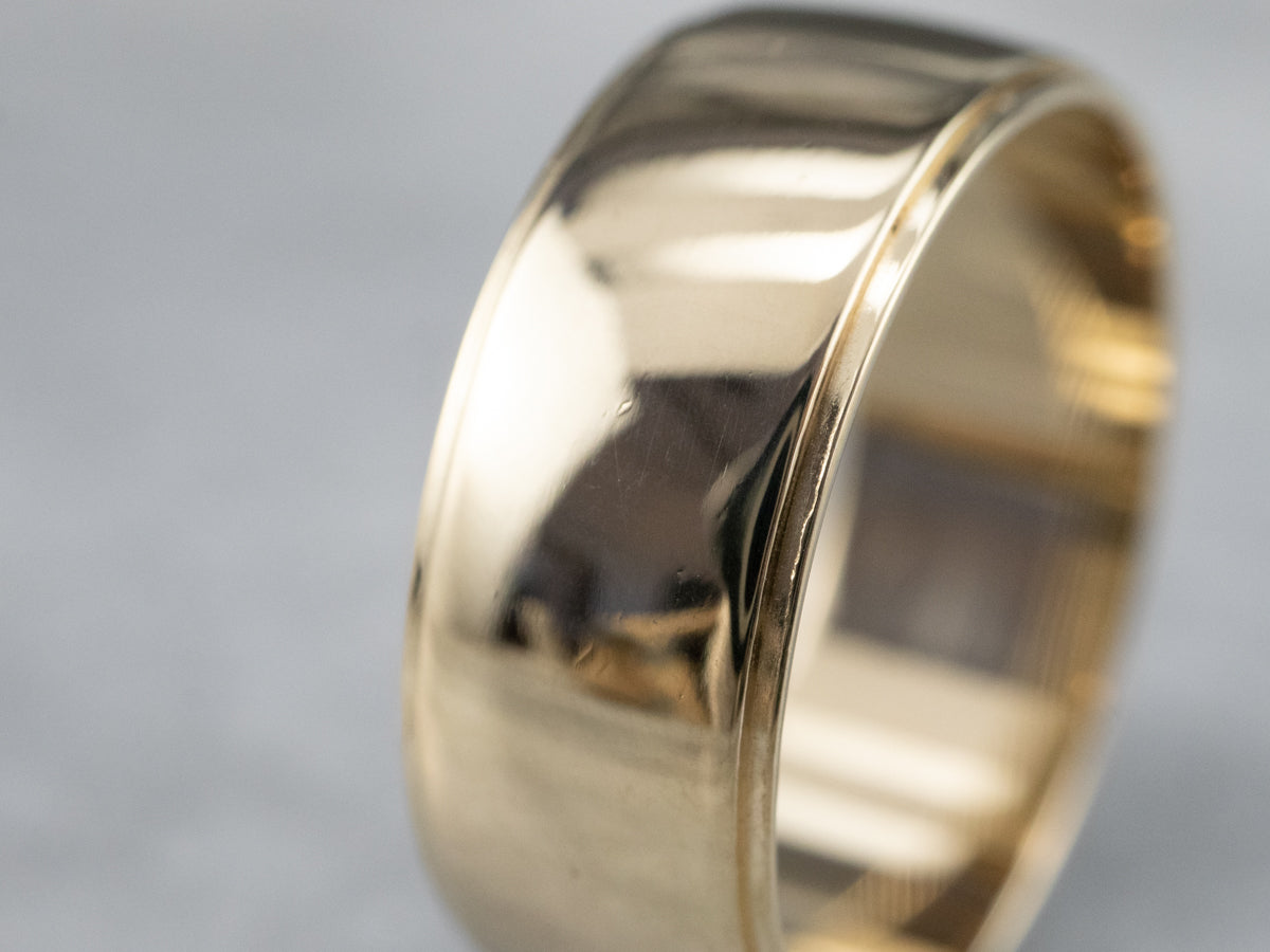 Wide 14K Gold Plain Wedding Band