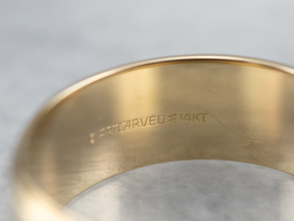 Wide 14K Gold Plain Wedding Band