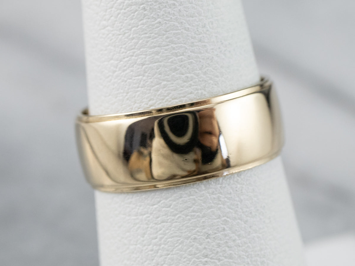 Wide 14K Gold Plain Wedding Band